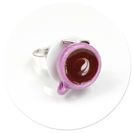 ring dark cup with coffee