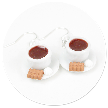 earrings cups with coffee (white)