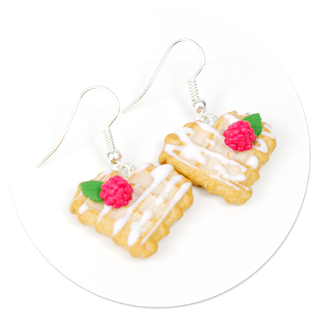 earrings waffles with raspberries no. 3