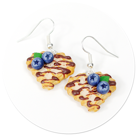 earrings waffles with blueberries no. 2