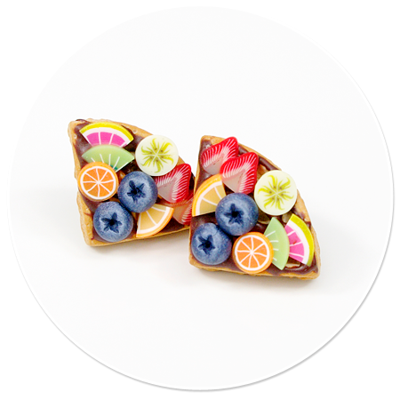 plug-in earrings waffles with fruits