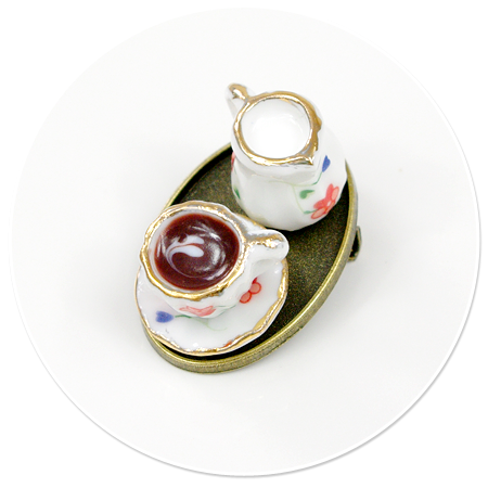brooch with cup of coffee