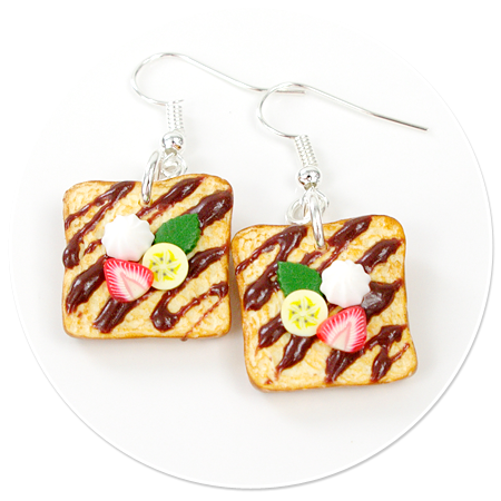 earrings toast with chocolate and fruits no. 2