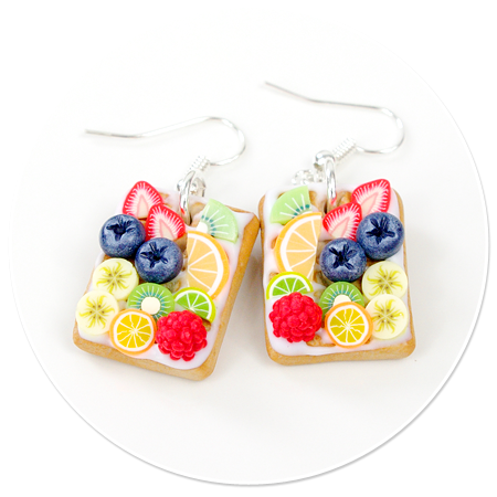 earrings waffles with fruits no. 2
