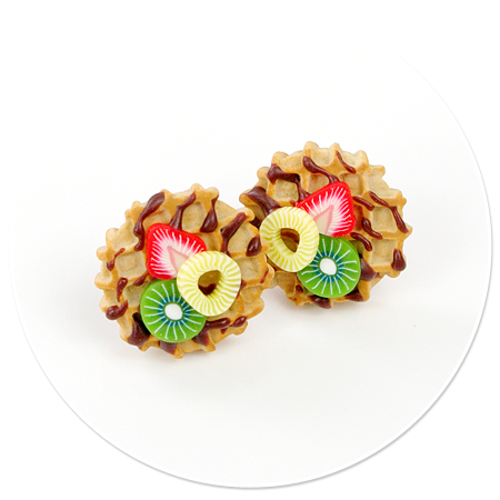 plug-in earrings waffles with friuts no. 4