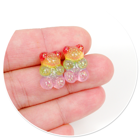 plug-in earrings rainbow teddy bear