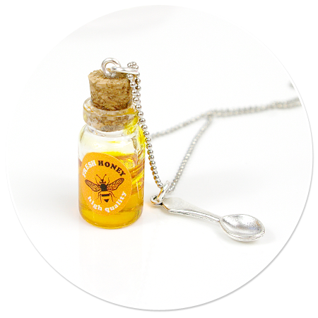 necklace with jar of honey