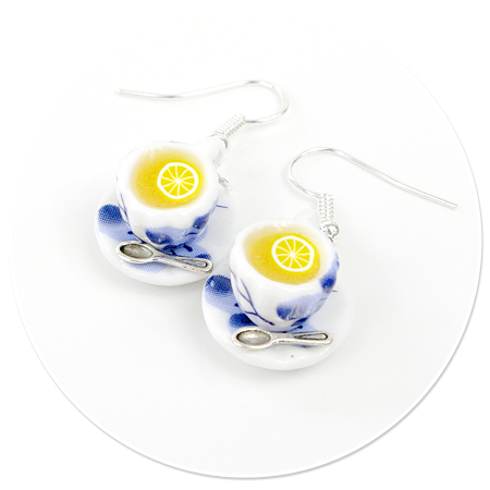 earrings cups with tea and lemon no. 6