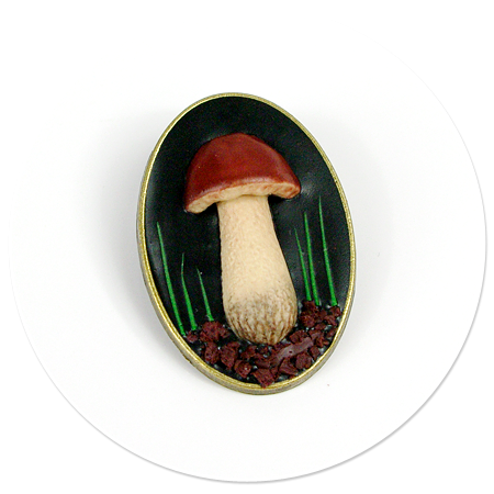 brooch with mushroom