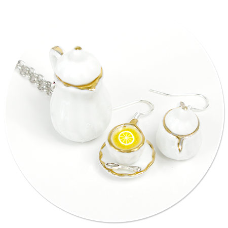 earrings cups and necklace with jug no. 10