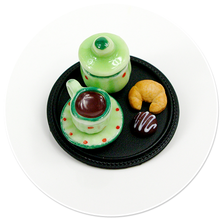 brooch of  tray with coffee and sweets no. 5