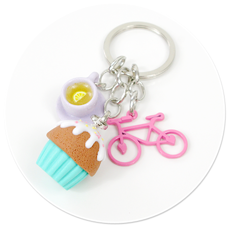 colorful keyring with cupcake