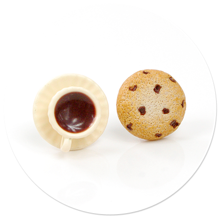 plug-in earrings cup and cookie no. 3
