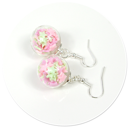 earrings ball with candies