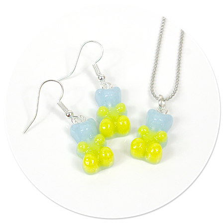 earrings jelly bear and necklace no. 2