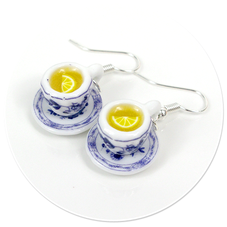 earrings cups with tea and lemon no. 4