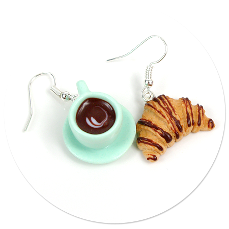 earrings cup and croissant