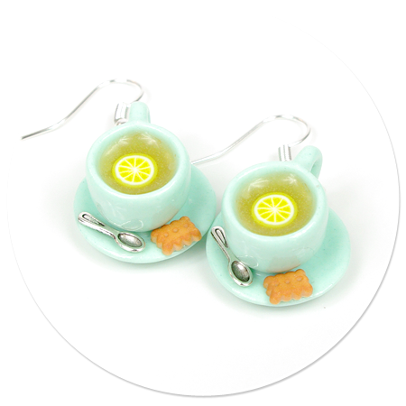 earrings cups with tea no. 8