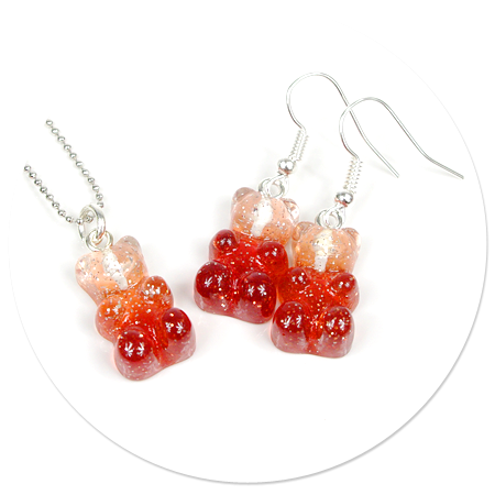 earrings jelly bear and necklace no. 4