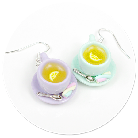 earrings cups with tea no. 9