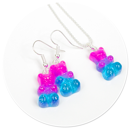 earrings jelly bear and necklace no. 3