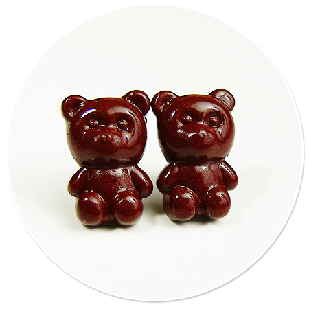 plug-in earrings chocolate teddy bears