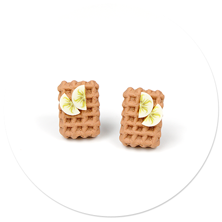 earrings rectangle waffles with fruits