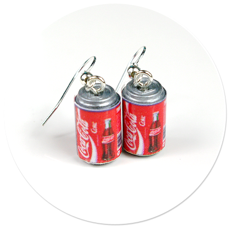 kolczyki wiszące puszki Coca Cola