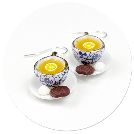 earrings cups with tea no. 2