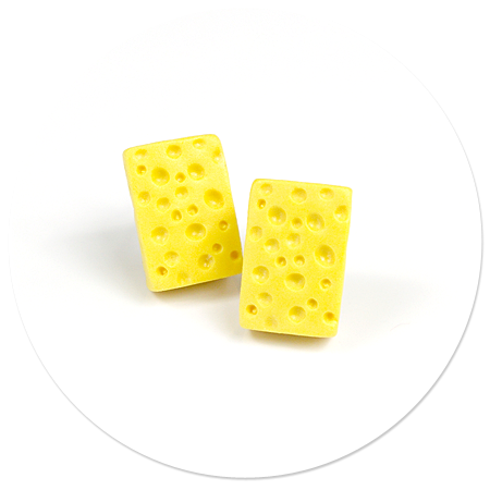kolczyki wtykane żółty ser