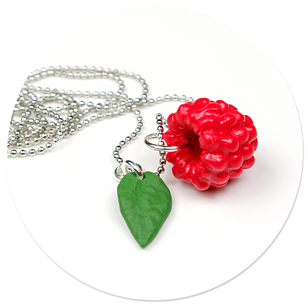 necklace with raspberry
