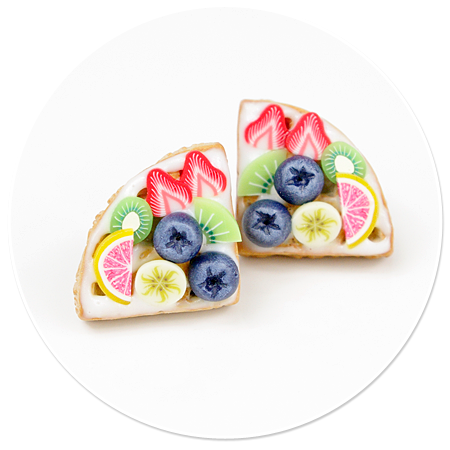 plug-in earrings waffles with fruits no. 2