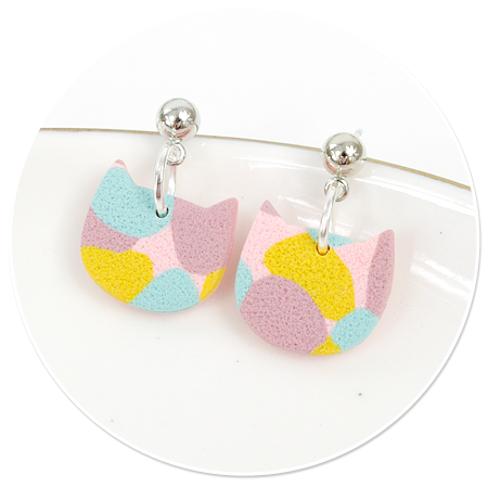 plug-in earrings colorful cats no. 4