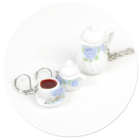 earrings cups and necklace with jug no. 11