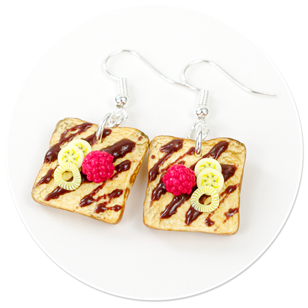 earrings toast with chocolate and fruits no. 3