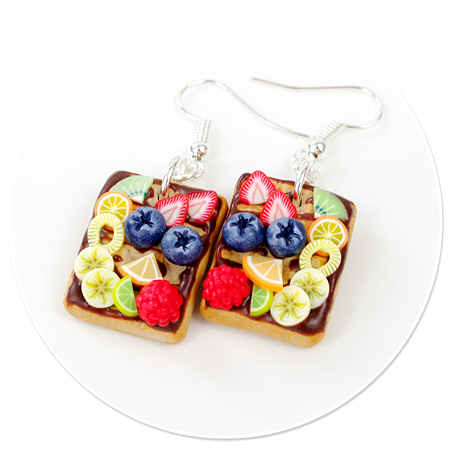 earrings waffles with fruits no. 7