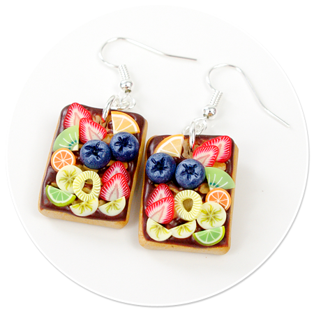 earrings waffles with fruits no. 3