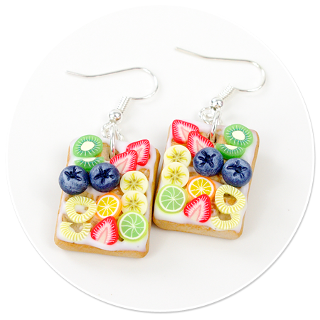 earrings waffles with fruits