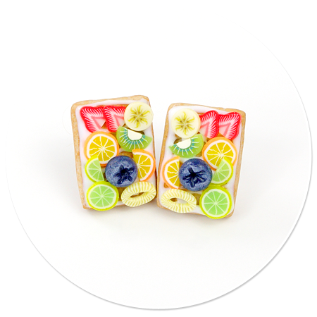 plug-in earrings waffles with friuts no. 6