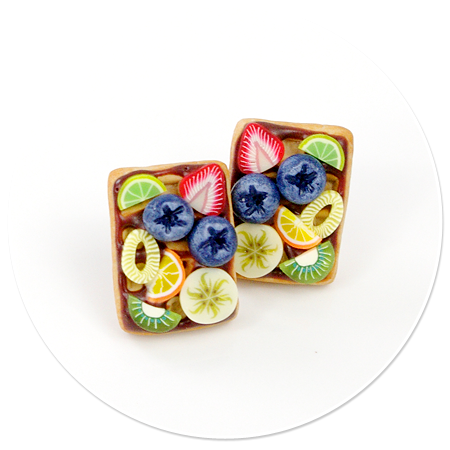 plug-in earrings waffles with friuts no. 8