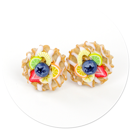 plug-in earrings waffles with friuts no. 2