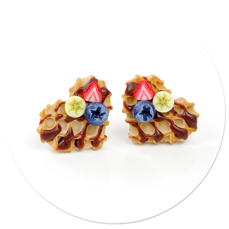 plug-in earrings waffles with friuts no. 11