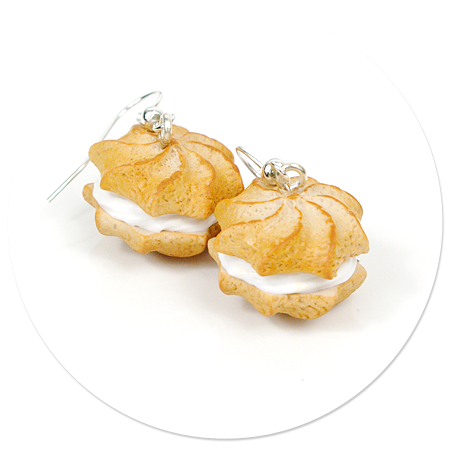 earrings cream puffs with whipped cream