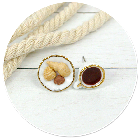 kolczyki morskie sztyfty z kawą