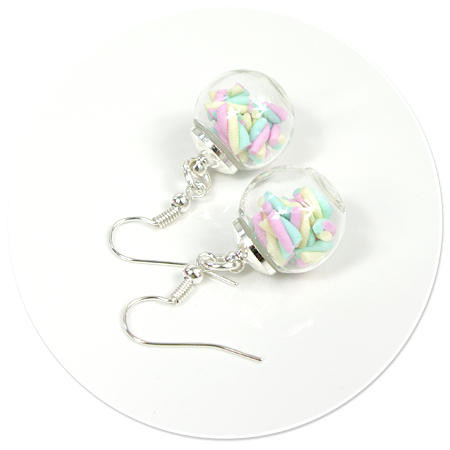 earrings ball with marshmallow