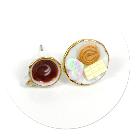 plug-in earrings coffee with sweets no. 2