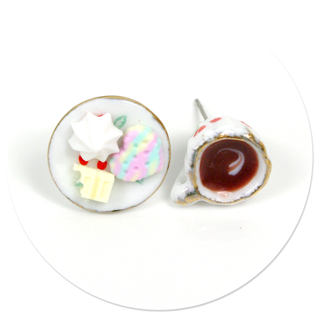 plug-in earrings coffee with sweets no. 5