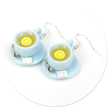 earrings cups with tea no. 7