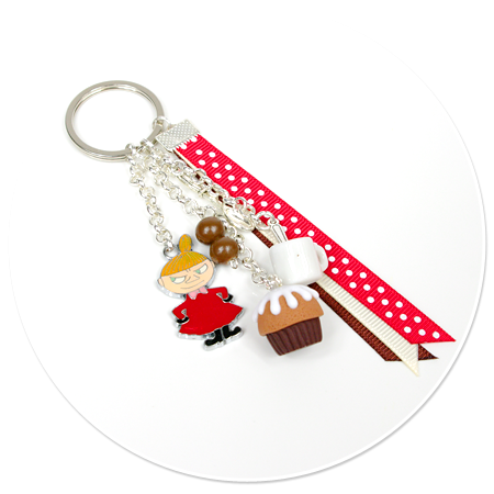 keyring with Little My and cupcake