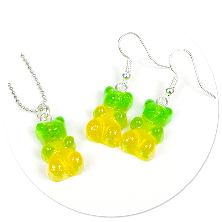 earrings jelly bear and necklace no. 5